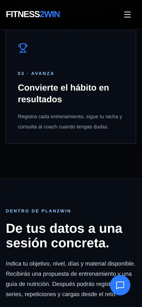 Fitness2Win en móvil: más contenido