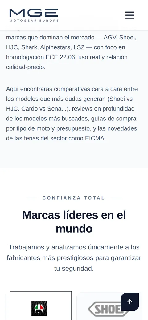 MotoGear Europe en móvil: contenido