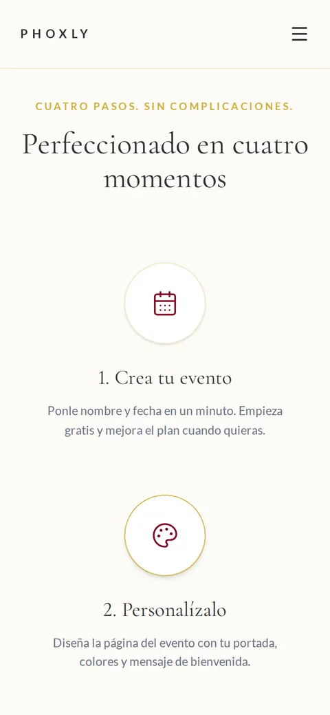Phoxly en móvil: contenido